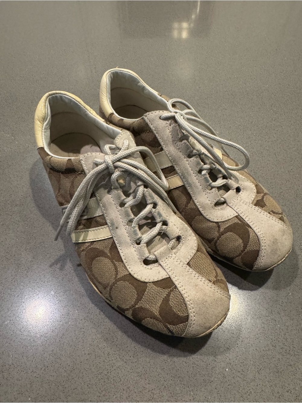 Coach Signature Katelyn Sneakers in Khaki and White